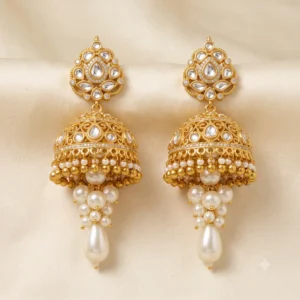 Aurique Gallery Premium Artificial Kundan Pearl Jhumka Earrings