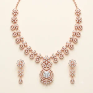 Rose Gold Diamond Look Necklace Set artificial jewellery