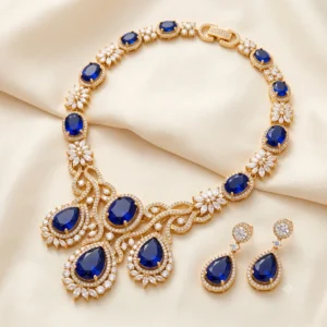 Blue Sapphire Diamond Statement Necklace Set artificial jewellery